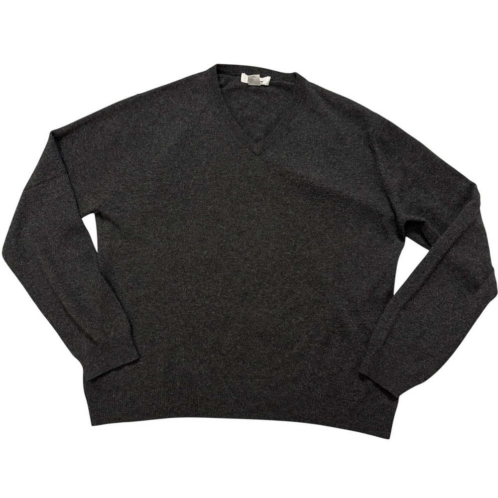 Stafford Men's 100% Cashmere Sweater Charcoal Gray V-Neck Size Large